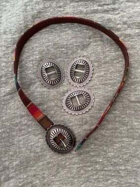 Ariat Brown Leather Belt with Silver Concho Accents